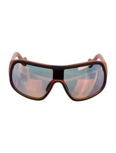Pre-owned Moncler Shield Mirrored Sunglasses In Orange