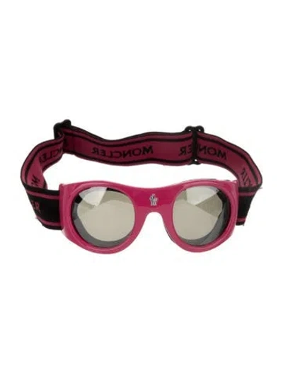 Pre-owned Moncler Shield Mirrored Sunglasses In Pink