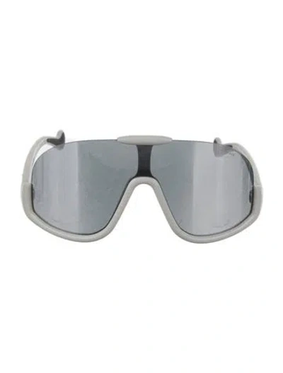 Pre-owned Moncler Shield Mirrored Sunglasses In Silver/white