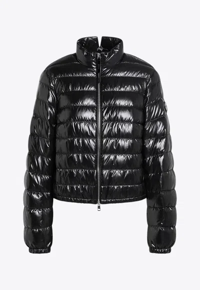 Moncler Shiny Down Jacket In Black