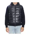 Moncler Hooded Quilted Front Cardigan Knitwear In Blue