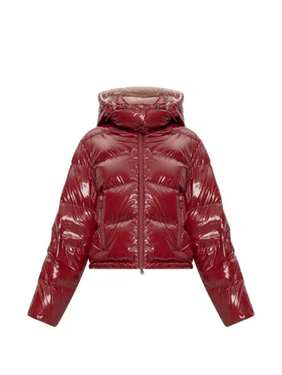 Moncler Piumino Corto Lucido Rosso Con Cappuccio  In Red