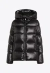 Moncler Hooded Long Sleeve Puffer Jacket In Black