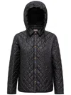 Moncler Floral-quilted Hooded Shirt Jacket In Black