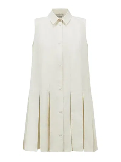 Moncler Shirt Dress In Cotton In White