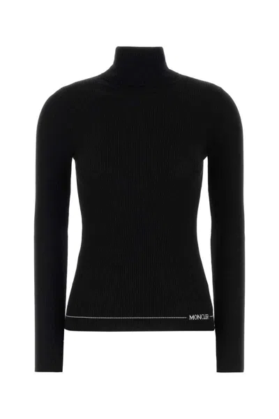 Moncler Fitted Turtleneck Knitwear Long Sleeves In Black