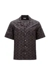 Moncler Short-sleeve Geometric-pattern Shirt In Greenwhite