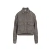 Moncler Checkered Long Sleeve Shirt Front Pockets In Gray