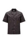 Moncler Short-sleeve Geometric-pattern Shirt In Greyblack