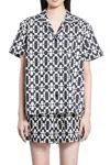 Moncler Chemise À Manches Courtes En Coton À Imprimé Géométrique In Multicolor