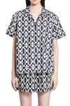 Moncler Chemise À Manches Courtes En Coton À Imprimé Géométrique In Multicolor