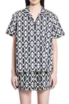 Moncler Chemise À Manches Courtes En Coton À Imprimé Géométrique In Multicolor
