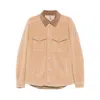 Moncler Corduroy-collar Fleece Overshirt In Neutral