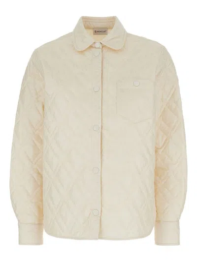 Moncler Womens White Brand-patch Quilted Shell Shirt In Neutral