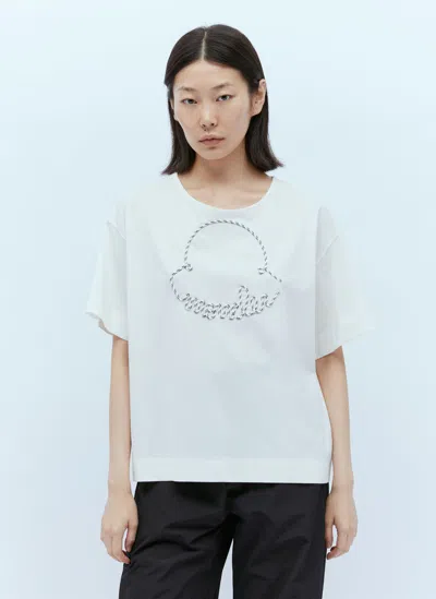 Moncler Shoe Lace Logo Top In White