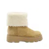 Moncler Camel Beige Real Leather Aurea Mid Ankle Boots In Brown