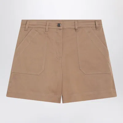 Moncler Cotton Gabardine Shorts In Beige