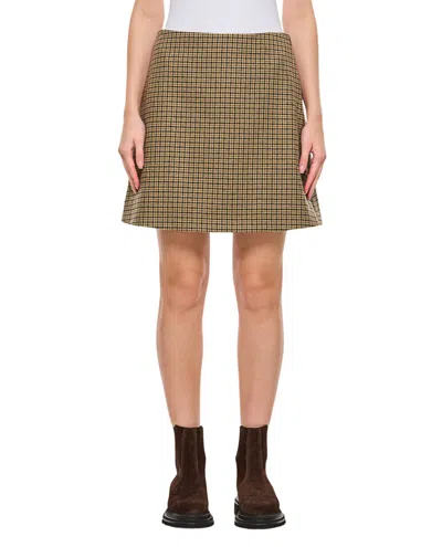 Moncler Checked Wool-blend Miniskirt In Brown