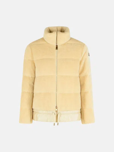 Moncler Short 'cedre' Teddy-effect Fleece Jacket Ivory White