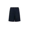Moncler Belted Seersucker Shorts In Blue