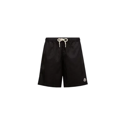 Moncler Short De Bain En Jacquard Monogramme In Noir