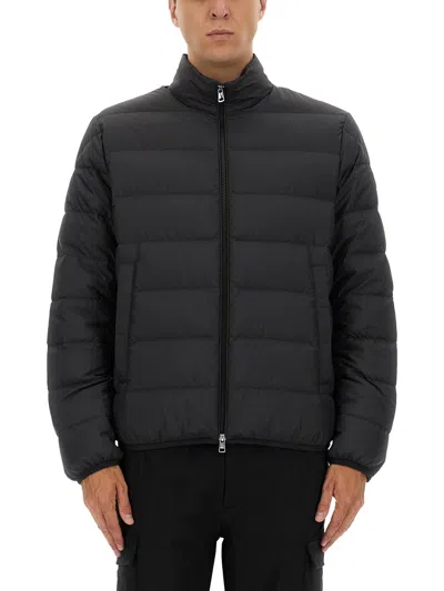 Moncler Quilted Tech Fabric Jacket With Elastic Cuffs In Black