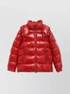 Moncler Short Down Jacket Hooded Design In Red