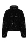 Moncler Textured Cropped Down Jacket With High Collar In Black