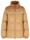 Moncler Short Down Jacket With Beige Polyester 'esnaie' Teddy Trim In Neutral
