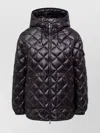 Moncler Short Down Jacket With Diamond Quilting And Hood In Black