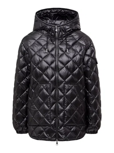 MONCLER SHORT DOWN JACKET WITH HOOD AND DIAMOND QUILTING