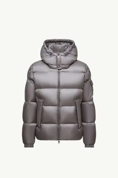 Moncler Short Down Jacket With Hood Couyere In Gray