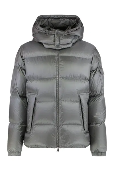 Moncler Short Down Jacket With Hood Couyere In Gray