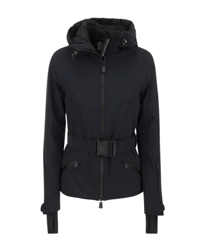 Moncler Short Drawstring Hooded Ski Down Jacket In Black