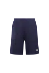 Moncler Loose Fit Cotton Bermuda Shorts In Blue