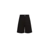 Moncler Short En Gabardine De Coton Et De Lin In Noir