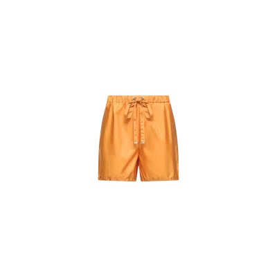 Moncler Logo Patch Taffeta Shorts In Yellow