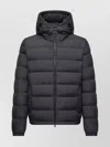 Moncler Hooded Down Jacket Featuring Elastic Cuffs In Black