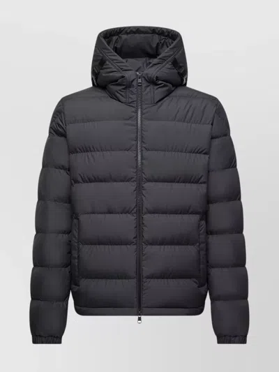 Moncler Laveraet Hooded Short Down Jacket Clothing In Blue