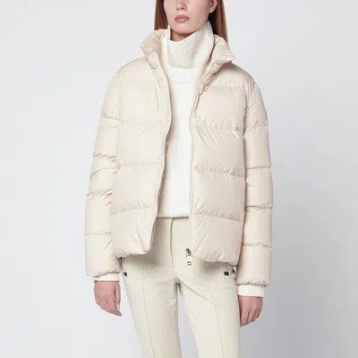 Moncler Short Light Beige Mauzun Down Jacket In White