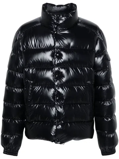 Moncler Short Lule Glossy Down Jacket In Blue