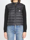 Moncler Padded Wool Cardigan With Zip In Black