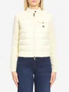 Moncler Wool Zip-up Cardigan Down Jacket In Neutral