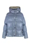 Moncler Short Parana Jacket With Hood In Blue