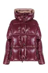 Moncler Short Parka Parana With Hood In Burgundy