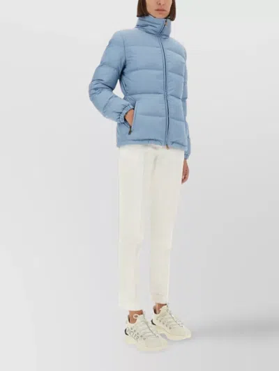 Moncler Short Puffer Jacket Dourbe Style In Blue