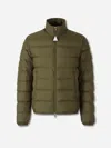 Moncler Men Baudinet Down Jacket With Logo Patch In Green