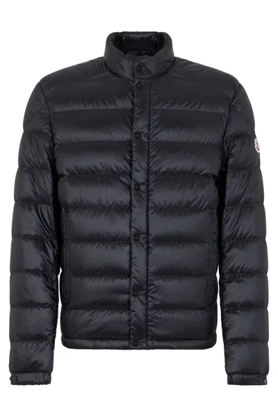Moncler Short Puffer Jacket With High Collar In Black
