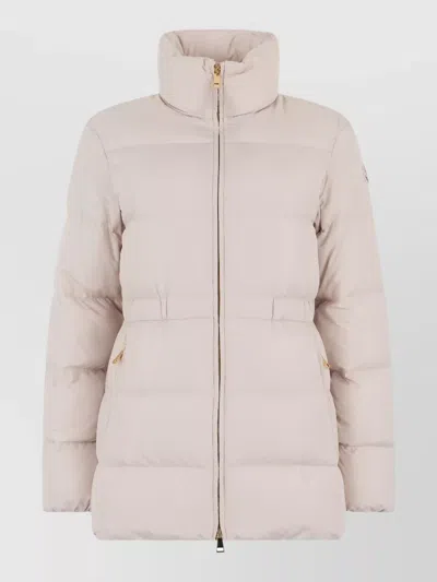 Moncler Short Quilted Brossette Waist Jacket In Neutral