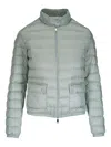 Moncler Lans Quilted Metallic Shell Down Jacket In Green
